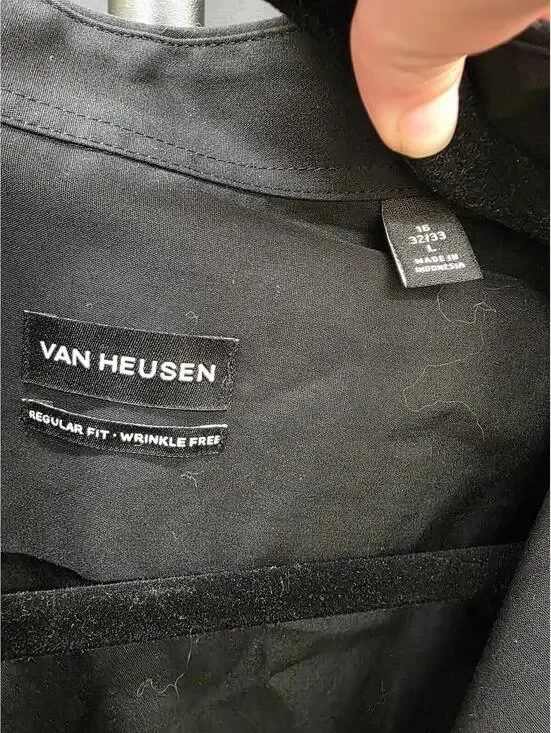 Van Heusen Regular Fit Long Sleeve Dress Shirt BLACK 16 Nk 32-33 L - Picture 2 of 4